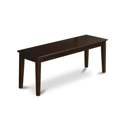 East West Furniture Capri Bench With Wood Seat In Cappuccino
