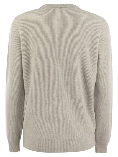 Brunello Cucinelli Ribbed Cashmere Sweater In Multi