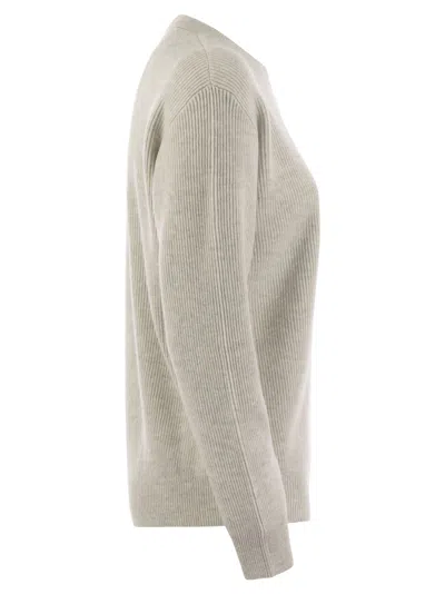 Brunello Cucinelli Ribbed Cashmere Sweater In Multi