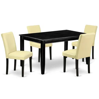East West Furniture Dining Room Set Black, Weab5-blk-73