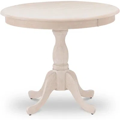 East West Furniture 1-piece Round Dining Table With Round Wire Brush Butter Cream Table Top And Wire Brush Butter Cream 