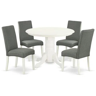 East West Furniture Dining Room Set Linen White, Shdr5-lwh-07