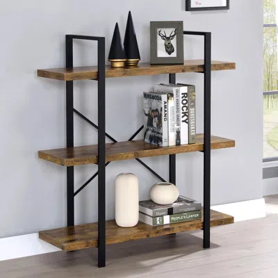 Coaster Co. Of America Cole 3-shelf Bookcase Antique Nutmeg And Black