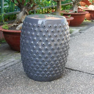 International Caravan Perforated Drum Ceramic Garden Stool
