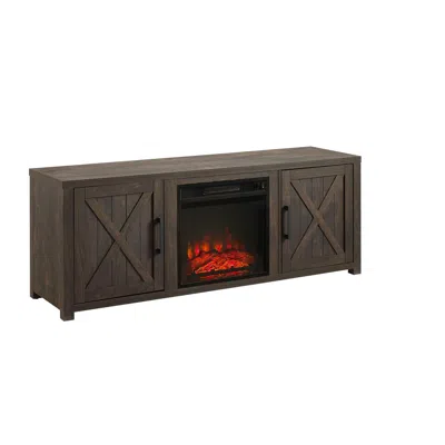 Crosley Furniture Gordon 58" Low Profile Tv Stand W/fireplace Dark Walnut