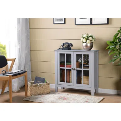 Os Home And Office Dark Gray Glass Door Accent And Display Cabinet