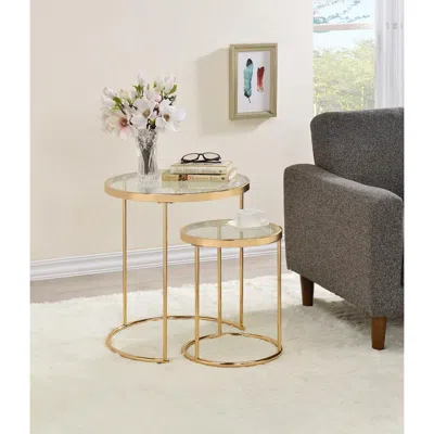 Coaster Co. Of America Maylin 2-piece Round Glass Top Nesting Tables Gold