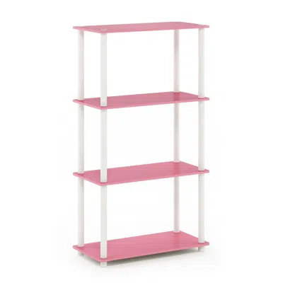 Furinno Turn-n-tube 4-tier Multipurpose Shelf Display Rack, Pink/white