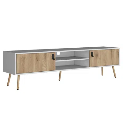 Depot E-shop Toka Tv Rack With 2 Hinged Doors And Central Shelves
