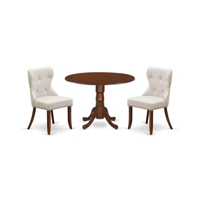 East West Furniture East-west Furniture Dlsi3-mah-35 - A Dining Room Table Set Of Two Wonderful Dining Chairs Using Line
