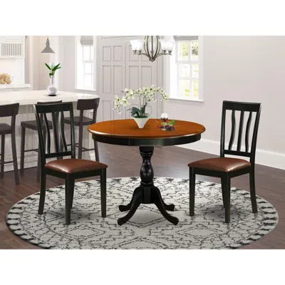 East West Furniture 3-piece Dining Room Table Set Consists Of A Modern Kitchen Table And 2 Faux Leather Kitchen Chairs W