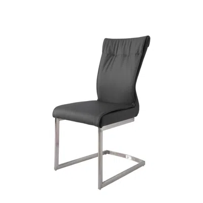 Creative Images Dining Chair With Pu Seat And Brushed Stainless Steel Leg, Set Of 2