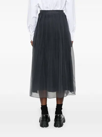 Shop Brunello Cucinelli Silk Organza Midi Skirt