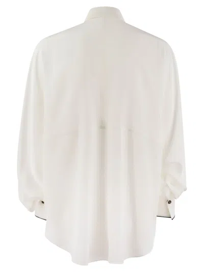 Shop Brunello Cucinelli Silk Shirt With Snaps And Pockets