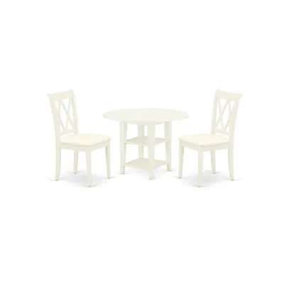 East West Furniture Dining Room Set Linen White, Sucl3-lwh-c