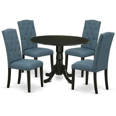 East West Furniture Dining Room Set Black, Dlce5-blk-21