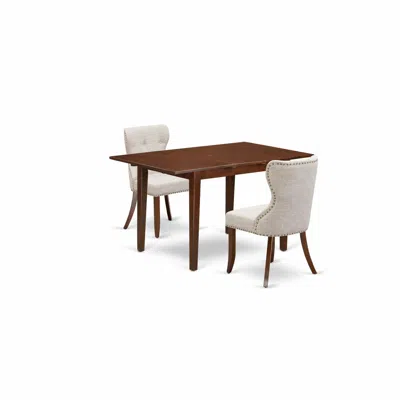 East West Furniture East-west Furniture Nfsi3-mah-35 - A Wooden Dining Table Set Of Two Amazing Indoor Dining Chairs Wit
