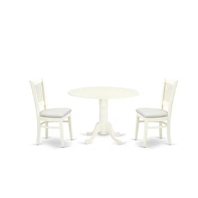 East West Furniture - Shva3-lwh-c - 3-pc Modern Dining Table Set- 2 Dining Chair And Dining Table - Linen Fabric Seat An