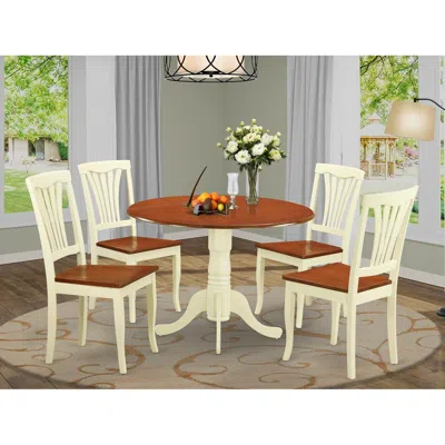 East West Furniture 5 Pc Dining Set-round Table And 4 Kitchen Chairs
