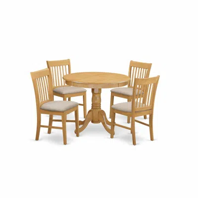 East West Furniture Anno5-oak-c 5 Pc Dinette Table Set - Small Kitchen Table And 4 Dining Chairs