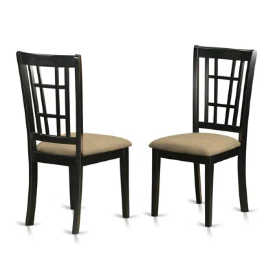 East West Furniture Nic-blk-c Nicoli Kitchen Chair With Linen Fabric Seat