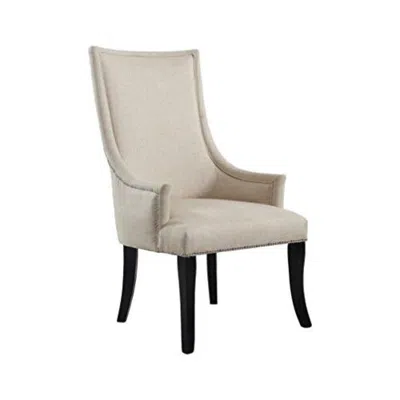 Best Master Furniture Best Master Melville Fabric Upholstered Accent Chair In Natural/silver Nail Head