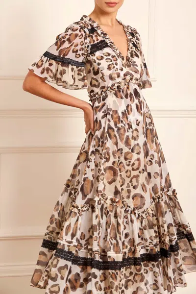 Needle & Thread Leopard Sonata Georgette Ballerina Dress In Multi