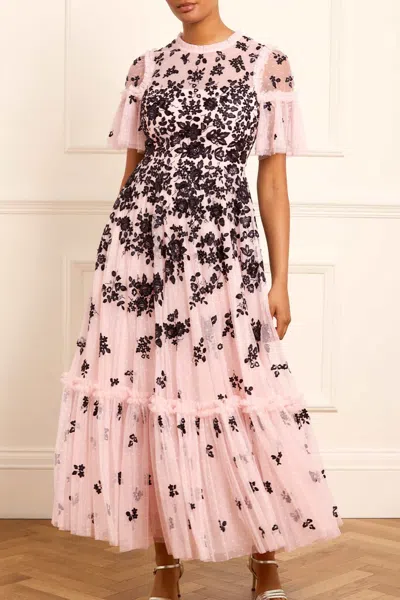 Needle & Thread Fluttering Flowers Ankle Gown In Pink