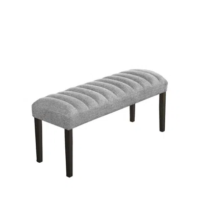 Best Quality Furniture Single Dark Grey Linen Fabric Dining Bench