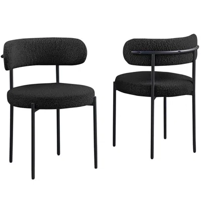 Best Master Furniture Drexel Boucle Fabric Black Dining Chairs (set Of 2)