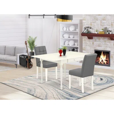 East West Furniture 3 Piece Kitchen Table Set Consists A Mid-century Dining Table