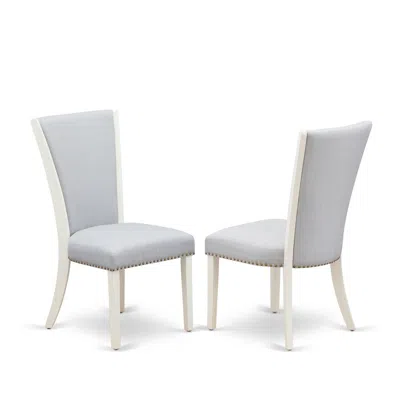 East West Furniture - Set Of 2 - Upholstered Chair- Parson Chairs Includes Linen White Wood Frame With Grey Linen Fabric