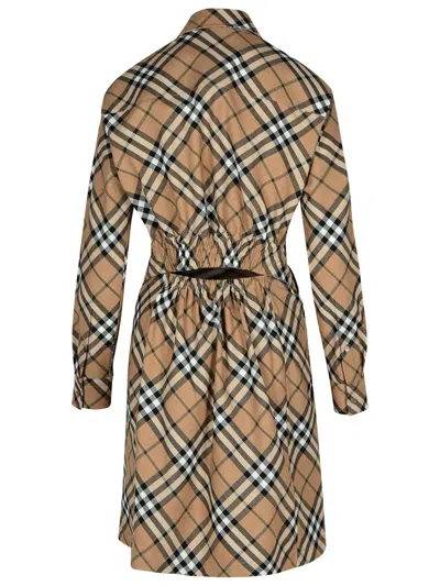 Burberry Check Dress In Beige Wool Blend In Brown