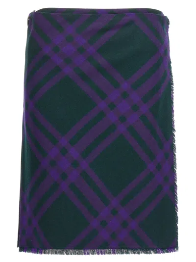 Burberry Check Print Kilt With Belted Detail