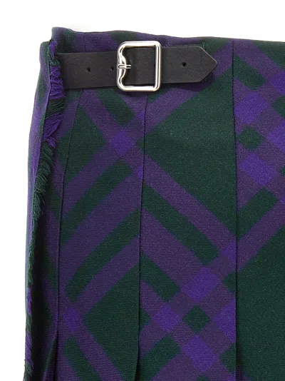 Burberry Check Print Kilt With Belted Detail