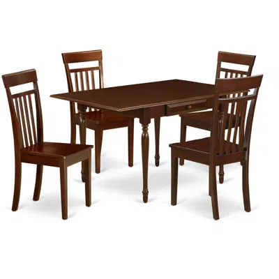 East West Furniture Dining Room Set Mahogany, Mzca5-mah-w