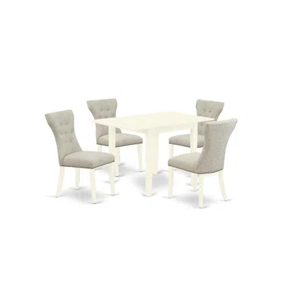 East West Furniture Dining Room Set Linen White, Ndga5-lwh-35