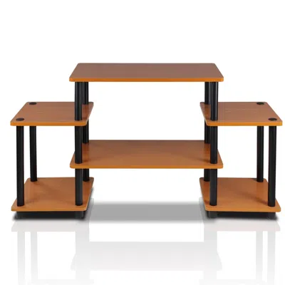 Furinno Turn-n-tube No Tools Entertainment Center, Light Cherry/black