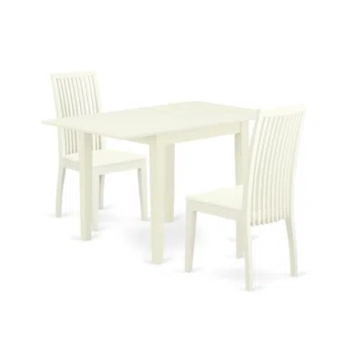 East West Furniture Dining Room Set Linen White, Ndip3-lwh-w