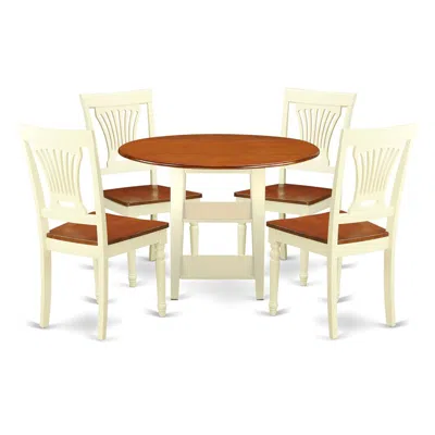 East West Furniture Dining Room Set Buttermilk & Cherry, Supl5-bmk-w