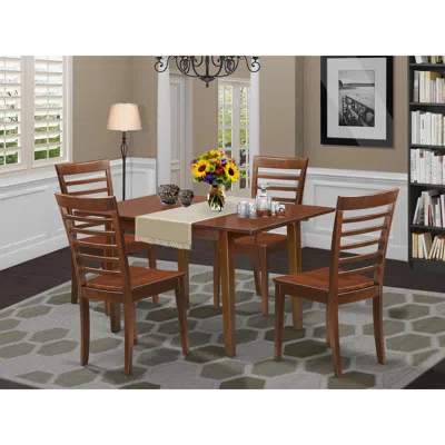 East West Furniture 5 Pc Kitchen Table Set - Table With A 12in Leaf And 4 Kitchen Dining Chairs