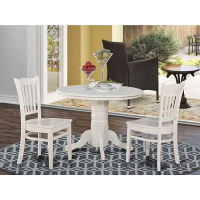 East West Furniture 3 Pc Kitchen Nook Dining Set-round Table And 2 Dinette Chairs