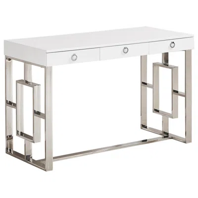 Best Master Furniture Best Master Brooks 3-drawer Wood And Stainless Steel Frame Writing Desk - Silver