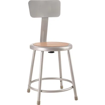 National Public Seating Nps 18"heavy Duty Steel Stool With Backrest, Grey