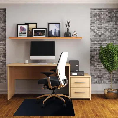 Floortex Black Vinyl Rectangular Chair Mat For Hard Floor - 29.5" X 47"
