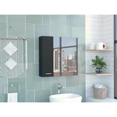 DEPOT E-SHOP DEPOT E-SHOP HARBOR MEDICINE CABINET, MIRROR FOUR INTERNAL SHELVES, ONE-DOOR CABINET-BLACK, FOR BATH 