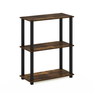 Furinno Turn-s-tube 3-tier Compact Multipurpose Shelf Display Rack With Square Tube, Walnut/brown, 18025wn/b