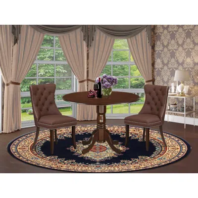 East West Furniture 3 Piece Dining Table Set