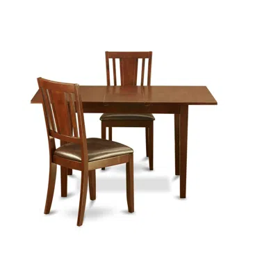 East West Furniture 3 Pc Small Kitchen Nook Dining Set - Table With Leaf And 2 Dining Chairs