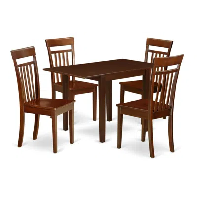 East West Furniture Dining Room Set Mahogany, Ndca5-mah-w